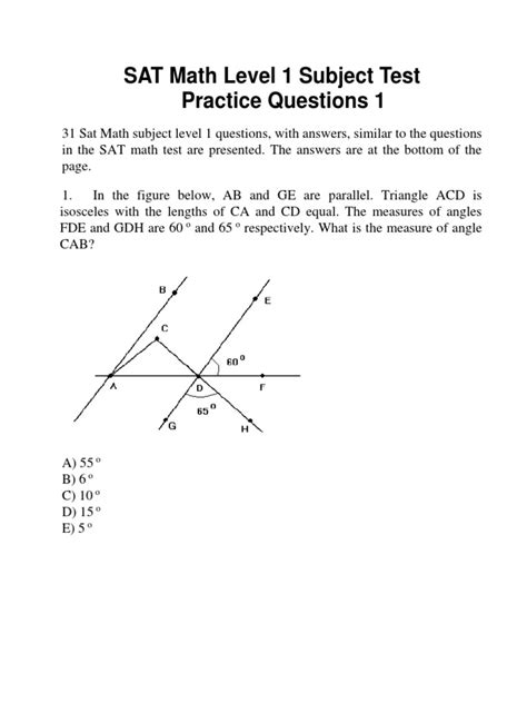 sat subject test vs math 1